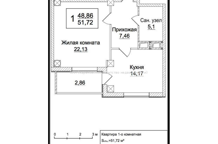 Продам квартиру, Льва Ландау просп. , 1  ком., 53 м², без внутренних работ 