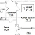 Продам квартиру, Льва Ландау просп. , 1  ком., 53 м², без внутренних работ 