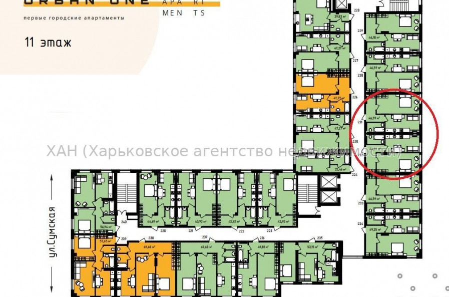 Продам квартиру, Сумская ул. , 1  ком., 47 м², без внутренних работ 