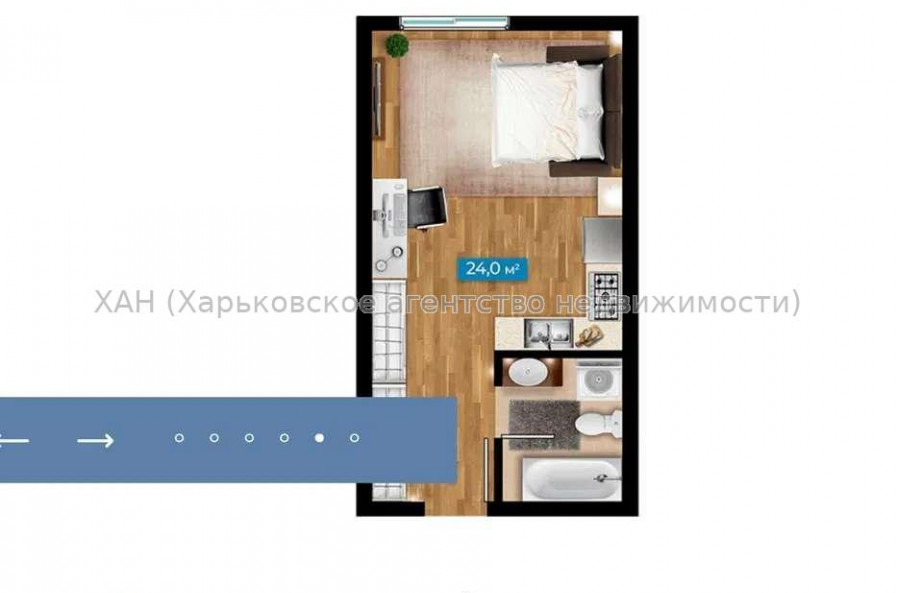 Продам квартиру, Чигирина ул. , 1  ком., 22.68 м², без внутренних работ 