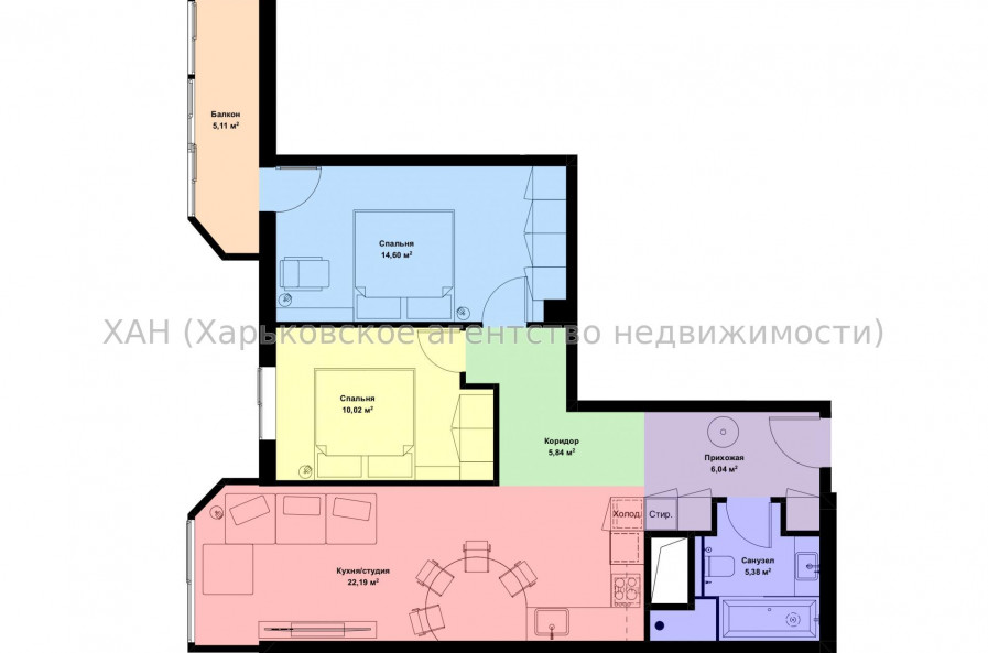 Продам квартиру, Науки просп. , 2  ком., 68 м², без внутренних работ 