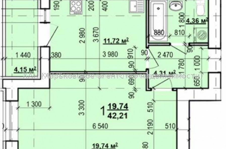 Продам квартиру, Героев Харькова просп. , 1  ком., 42.21 м², без внутренних работ 