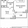 Продам квартиру, Льва Ландау просп. , 1  ком., 52 м², без внутренних работ 