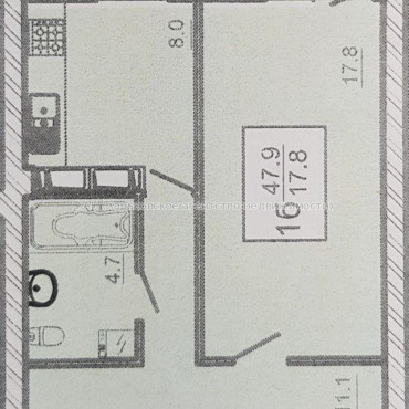 Продам квартиру, Непокоренных ул. , 1  ком., 47.90 м², без внутренних работ 