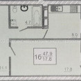 Продам квартиру, Непокоренных ул. , 1  ком., 47.90 м², без внутренних работ 
