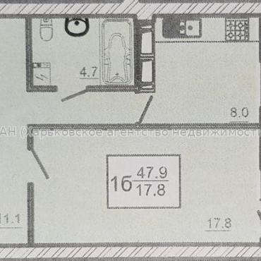 Продам квартиру, Непокоренных ул. , 1  ком., 47.90 м², без внутренних работ 
