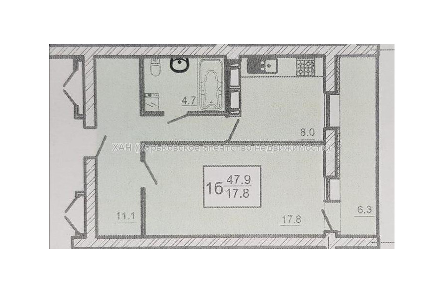 Продам квартиру, Непокоренных ул. , 1 кім., 47.90 м², без внутренних работ 