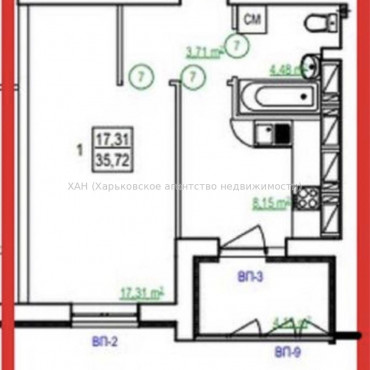 Продам квартиру, Полтавский Шлях ул. , 1  ком., 36 м², без внутренних работ 