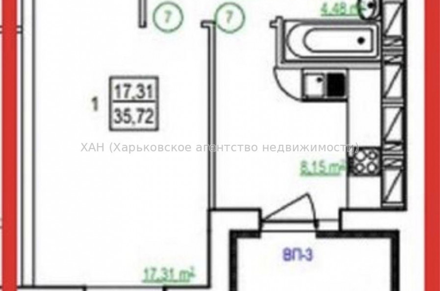 Продам квартиру, Полтавский Шлях ул. , 1 кім., 36 м², без внутренних работ 
