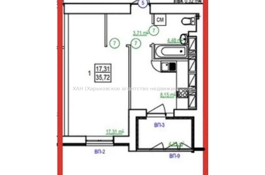 Продам квартиру, Полтавский Шлях ул. , 1  ком., 36 м², без внутренних работ 