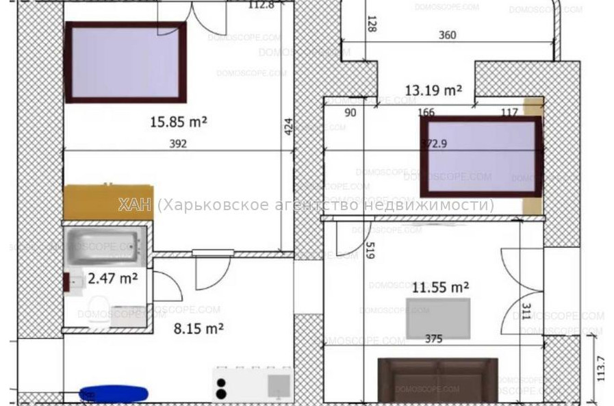 Продам квартиру, Яны Червоной ул. , 1 кім., 55 м², без внутренних работ 
