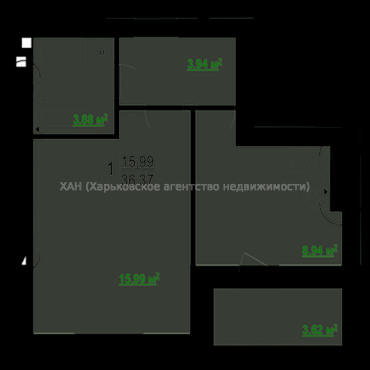 Продам квартиру, Шевченко ул. , 1 кім., 36.37 м², без внутренних работ 