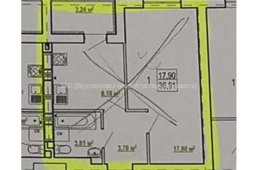 Продам квартиру, Шевченко ул. , 1 кім., 36 м², без внутренних работ 