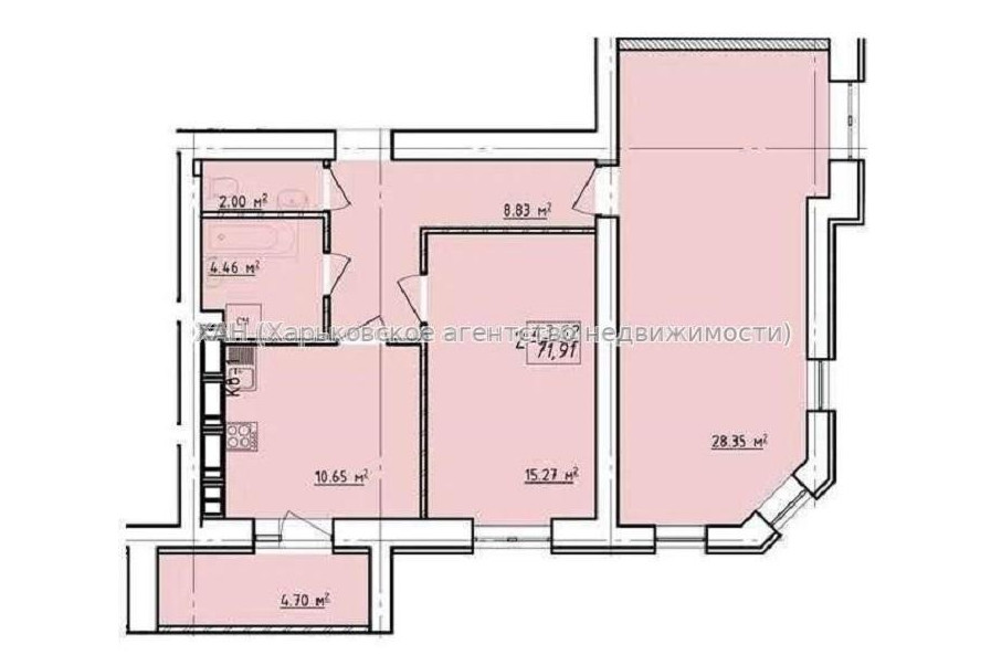 Продам квартиру, Елизаветинская ул. , 2 кім., 74 м², без внутренних работ 