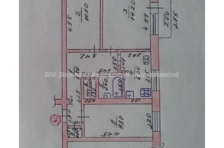 Продам квартиру, Богдана Хмельницкого ул. , 3  ком., 54 м², без ремонта 