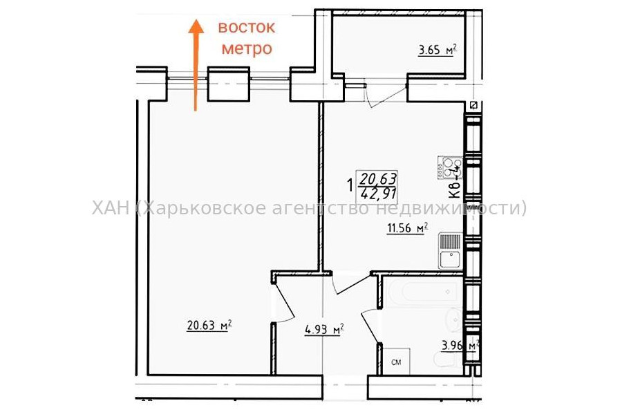 Продам квартиру, Елизаветинская ул. , 1  ком., 43 м², без внутренних работ 