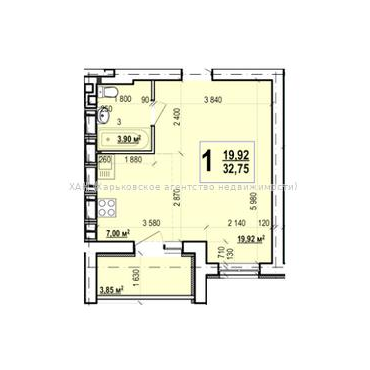 Продам квартиру, Семинарская ул. , 1 кім., 32 м², без внутренних работ 