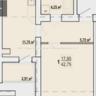 Продам квартиру, Шевченко ул. , 1  ком., 43 м², без внутренних работ 