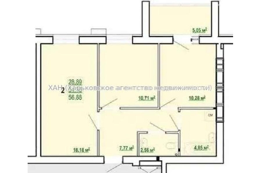 Продам квартиру, Полтавский Шлях ул. , 2  ком., 57 м², без отделочных работ 