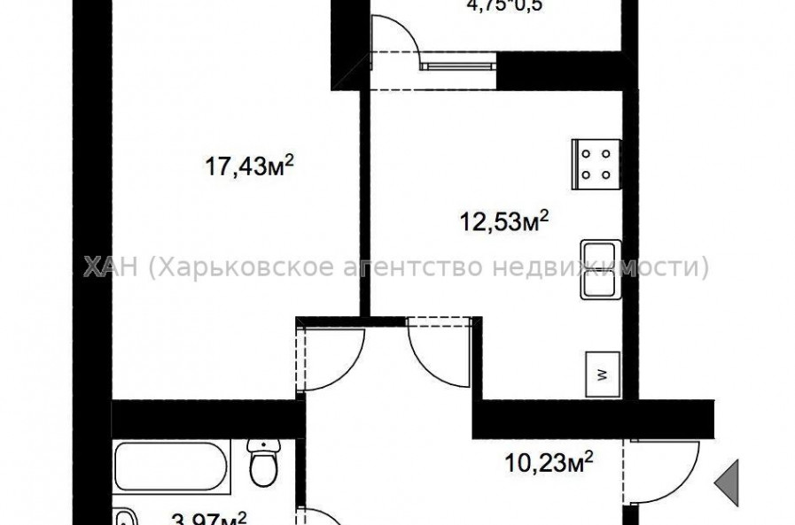 Продам квартиру, Гарнизонная ул. , 1  ком., 46.54 м², капитальный ремонт 
