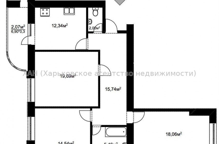 Продам квартиру, Гарнизонная ул. , 3  ком., 89.90 м², без внутренних работ 