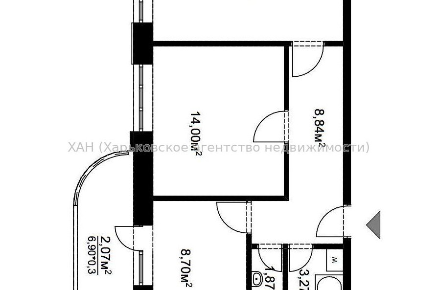Продам квартиру, Куряжанская ул. , 2 кім., 56 м², без внутренних работ 