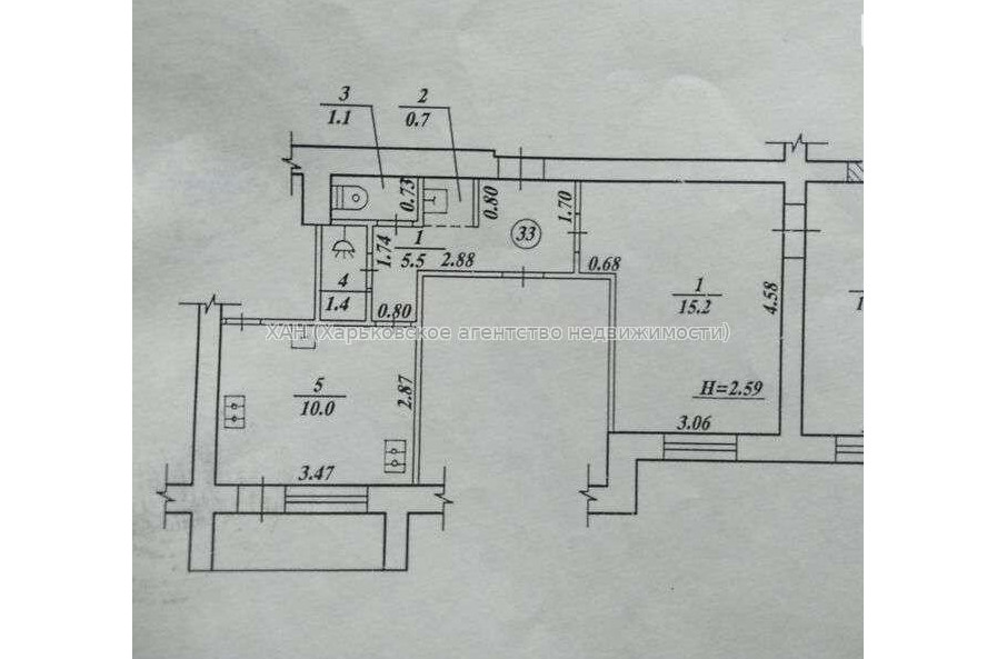 Продам квартиру, Киргизская ул. , 2  ком., 36 м², советский ремонт 