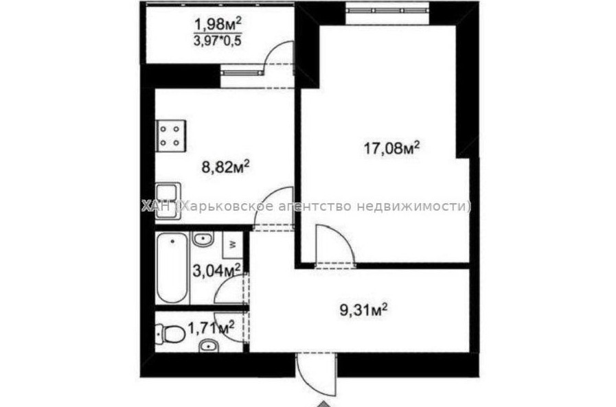 Продам квартиру, Куряжская ул. , 1 кім., 41.94 м², без внутренних работ 