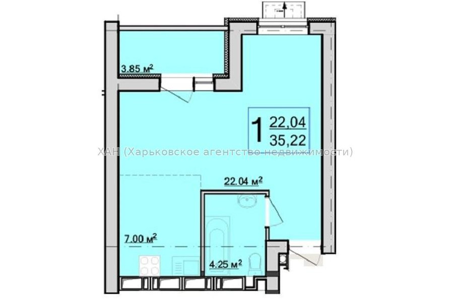 Продам квартиру, Шевченковский пер. , 1 кім., 34 м², без внутренних работ 