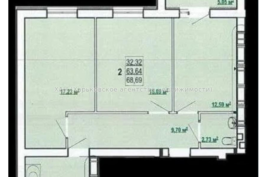 Продам квартиру, Победы просп. , 2 кім., 69 м², без внутренних работ 