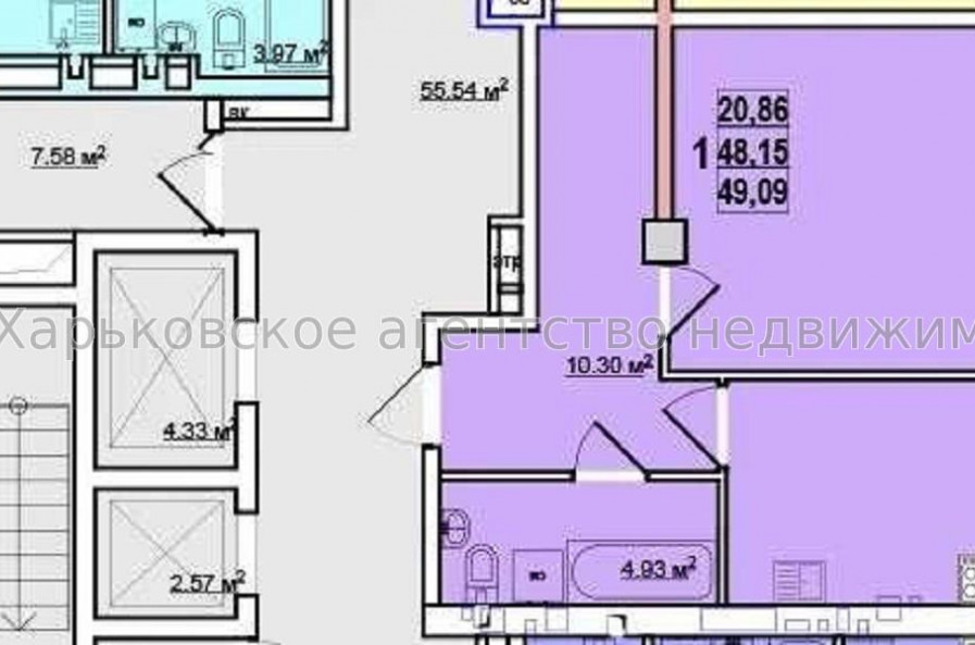 Продам квартиру, Качановская ул. , 1 кім., 49 м², без внутренних работ 