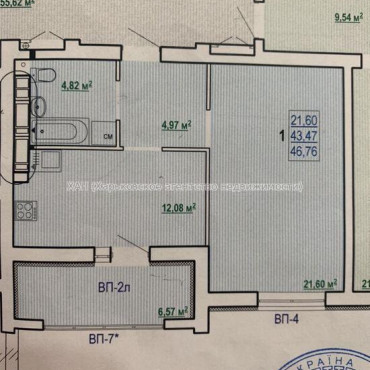 Продам квартиру, Полтавский Шлях ул. , 1  ком., 47 м², без отделочных работ 