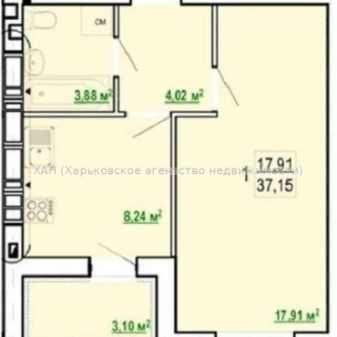 Продам квартиру, Борткевича ул. , 1  ком., 37 м², без внутренних работ 