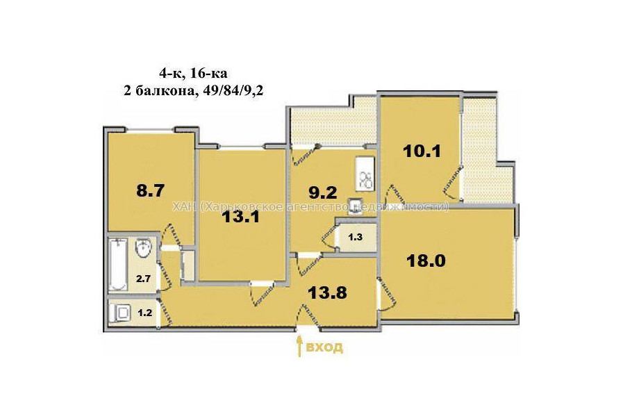 Продам квартиру, Клочковская ул. , 4  ком., 82.50 м², без ремонта 