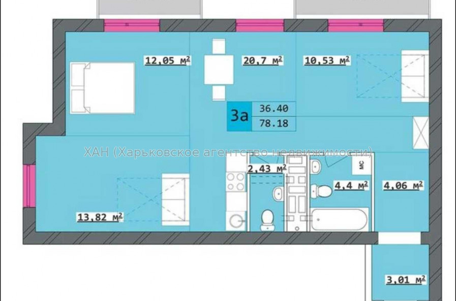 Продам квартиру, Полтавский Шлях ул. , 3  ком., 78 м², без внутренних работ 