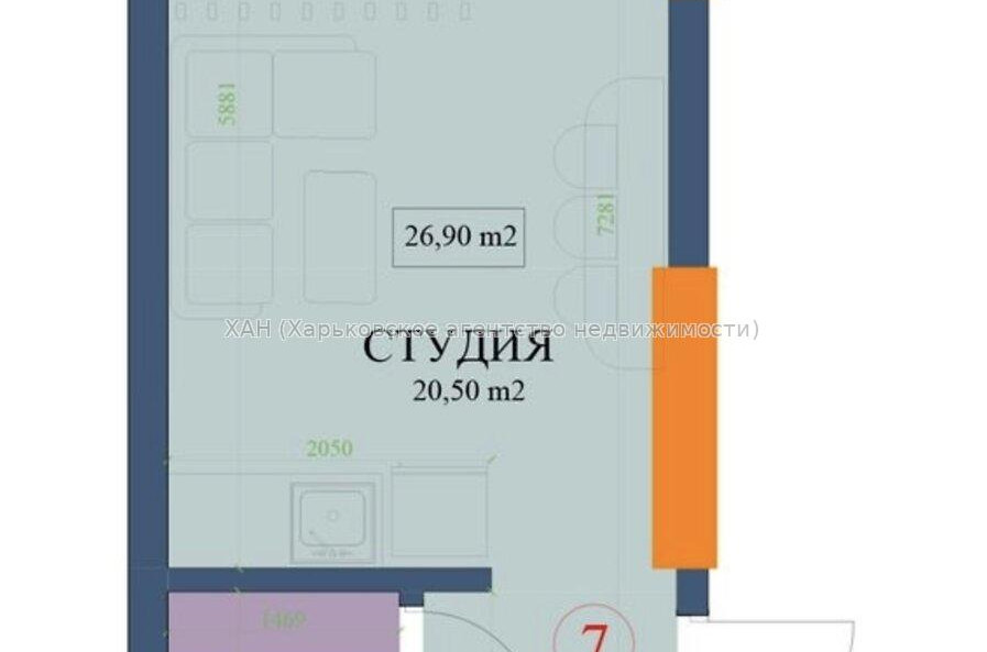 Продам квартиру, Куликовская ул. , 1 кім., 27 м², без внутренних работ 