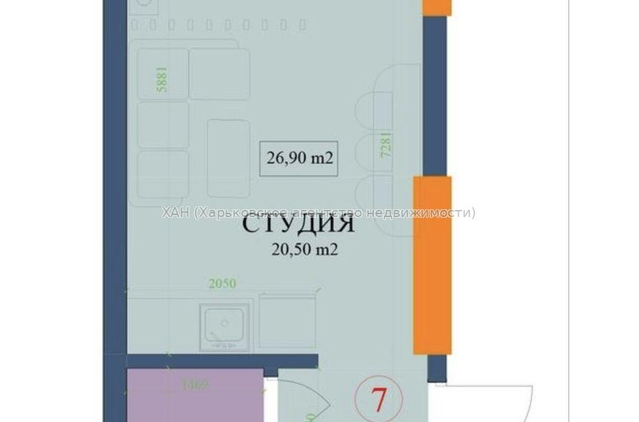 Продам квартиру, Куликовская ул. , 1  ком., 27 м², без внутренних работ 
