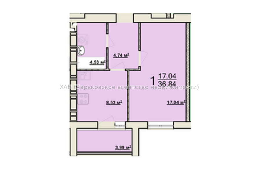 Продам квартиру, Мира ул. , д. 16 , 1 кім., 36 м², без отделочных работ 